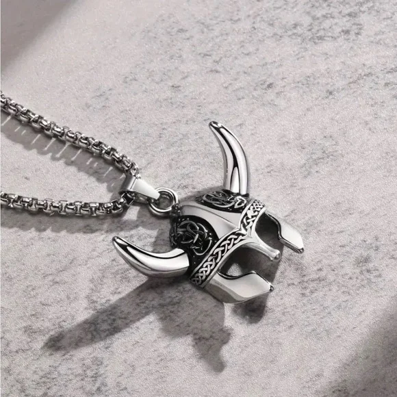 Viking Helmet Pendant Necklace - Picture 5 of 6